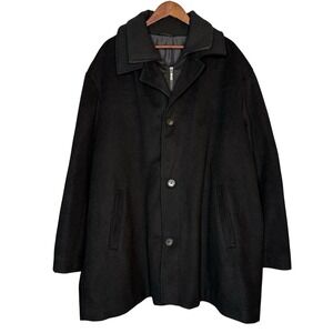 LRL Ralph Lauren Wool Black Quilted Double Layered Coat Mens 56 R Blazer Jacket